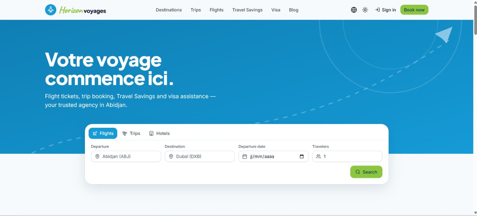 Aperçu du projet Plateforme de réservation pour agence de voyage